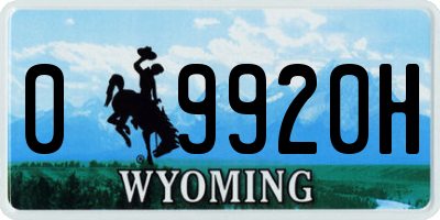 WY license plate 09920H