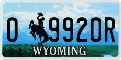 WY license plate 09920R