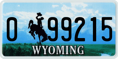 WY license plate 099215