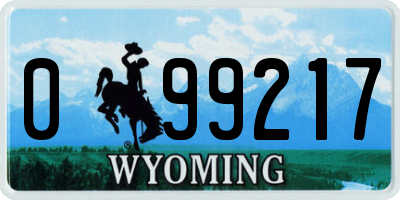 WY license plate 099217