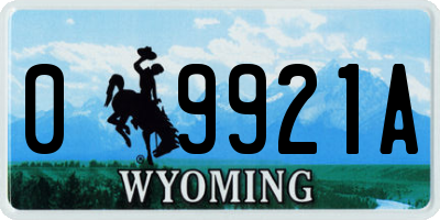 WY license plate 09921A