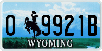 WY license plate 09921B
