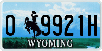 WY license plate 09921H