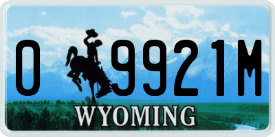 WY license plate 09921M