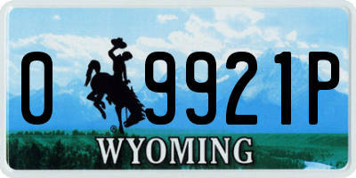 WY license plate 09921P