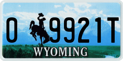 WY license plate 09921T