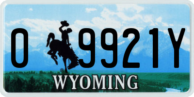 WY license plate 09921Y