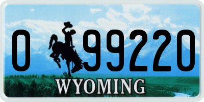 WY license plate 099220