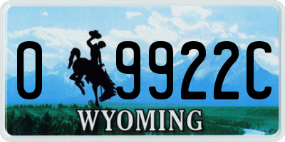 WY license plate 09922C