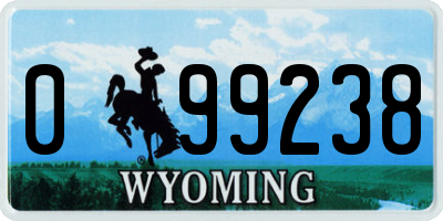 WY license plate 099238