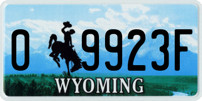 WY license plate 09923F