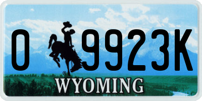 WY license plate 09923K