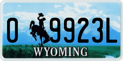 WY license plate 09923L