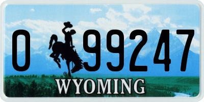 WY license plate 099247