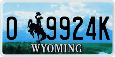 WY license plate 09924K