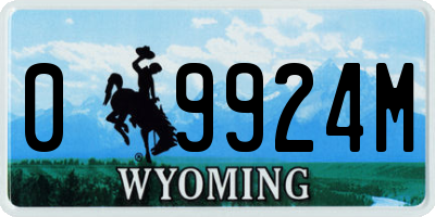 WY license plate 09924M