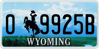 WY license plate 09925B