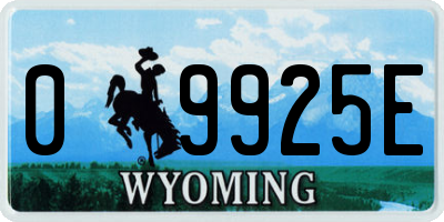 WY license plate 09925E