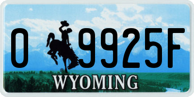 WY license plate 09925F