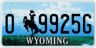 WY license plate 09925G
