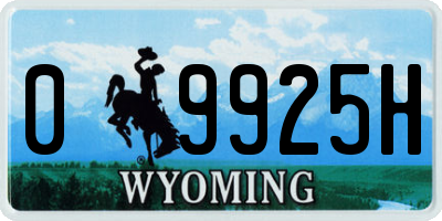 WY license plate 09925H
