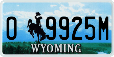 WY license plate 09925M