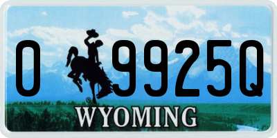 WY license plate 09925Q