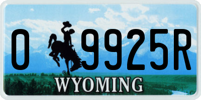WY license plate 09925R