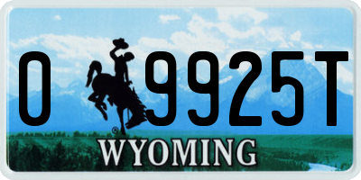 WY license plate 09925T