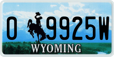 WY license plate 09925W
