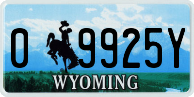 WY license plate 09925Y
