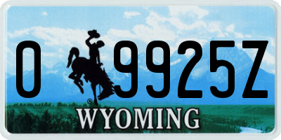 WY license plate 09925Z