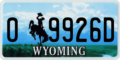 WY license plate 09926D