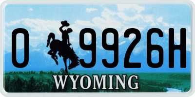 WY license plate 09926H