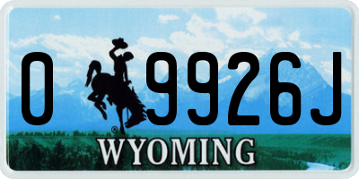 WY license plate 09926J