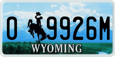 WY license plate 09926M