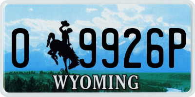 WY license plate 09926P