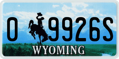 WY license plate 09926S