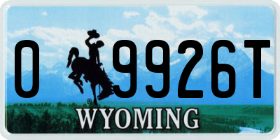 WY license plate 09926T