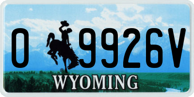 WY license plate 09926V