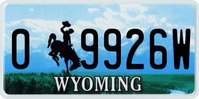 WY license plate 09926W