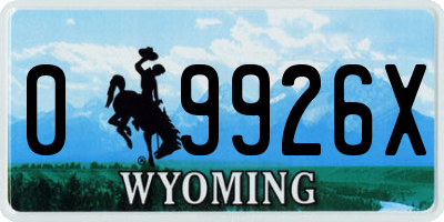 WY license plate 09926X