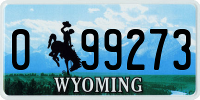 WY license plate 099273