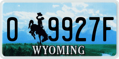 WY license plate 09927F