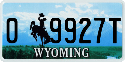 WY license plate 09927T