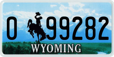 WY license plate 099282