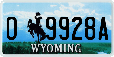WY license plate 09928A