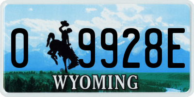 WY license plate 09928E