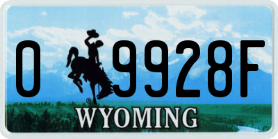 WY license plate 09928F