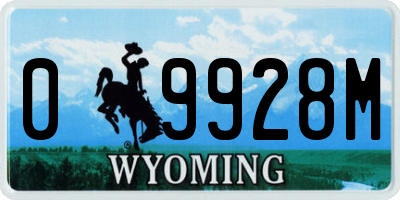 WY license plate 09928M